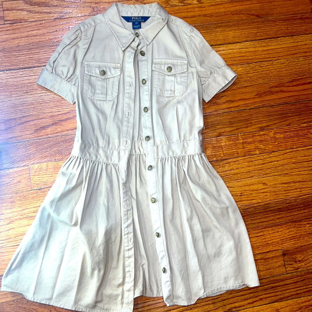 Ralph Lauren Khaki Dress size 6x belt included
